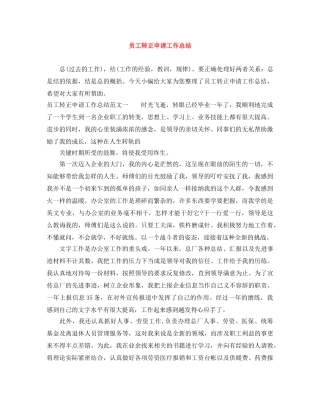 员工转正申请工作总结 