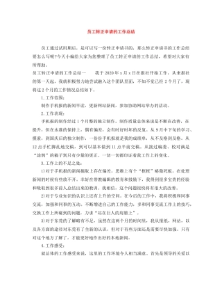 员工转正申请的工作总结 