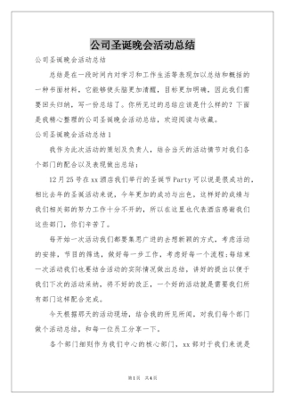 公司圣诞晚会活动参考总结