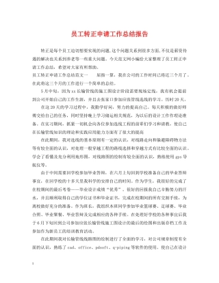 员工转正申请工作总结报告 