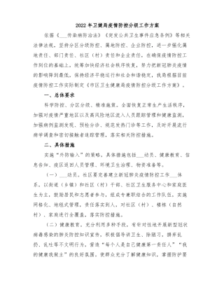 2022年卫健局疫情防控分级工作方案