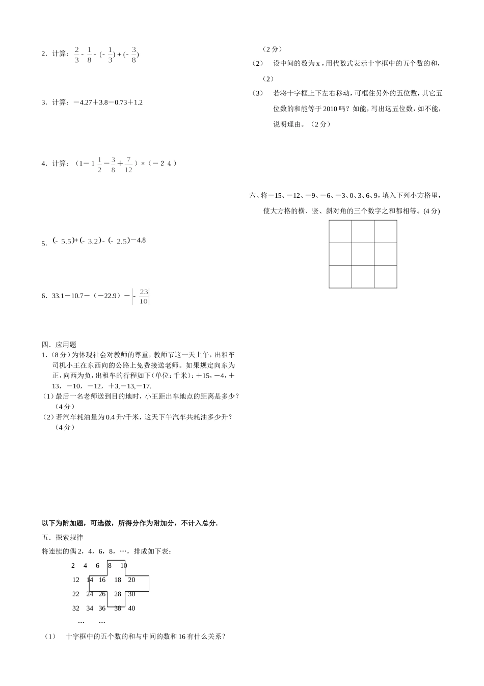 初一数学《有理数》练习_第2页