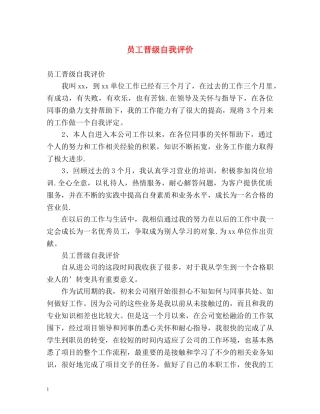员工晋级自我评价 