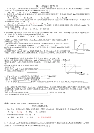 镁铝训练和学案计算