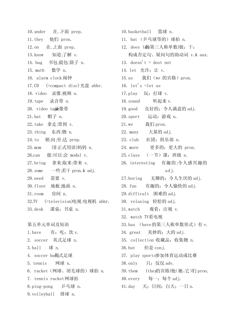初一英语上册单词表(完整版) _第3页