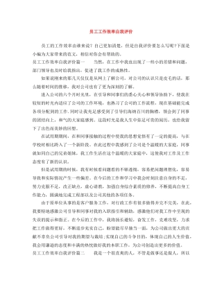 员工工作效率自我评价 