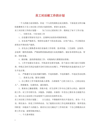 员工对后续工作的计划 