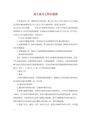 员工实习工作计划表 