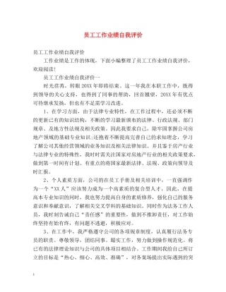 员工工作业绩自我评价 
