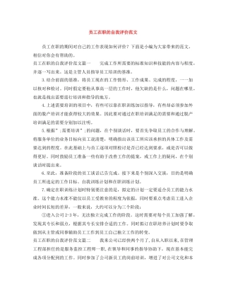 员工在职的自我评价范文 