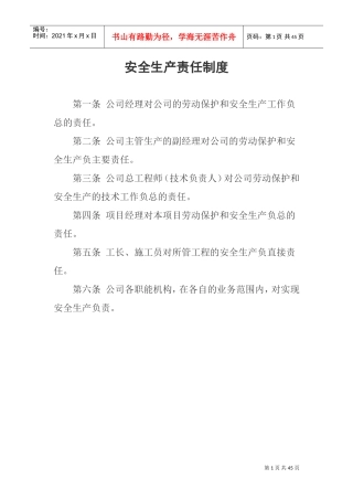 安全生产责任制度(全套齐全)(DOC44页)