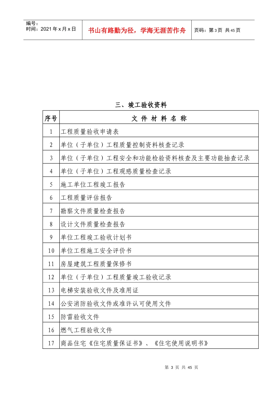 建筑工程施工技术资料目录(doc 43页)_第3页