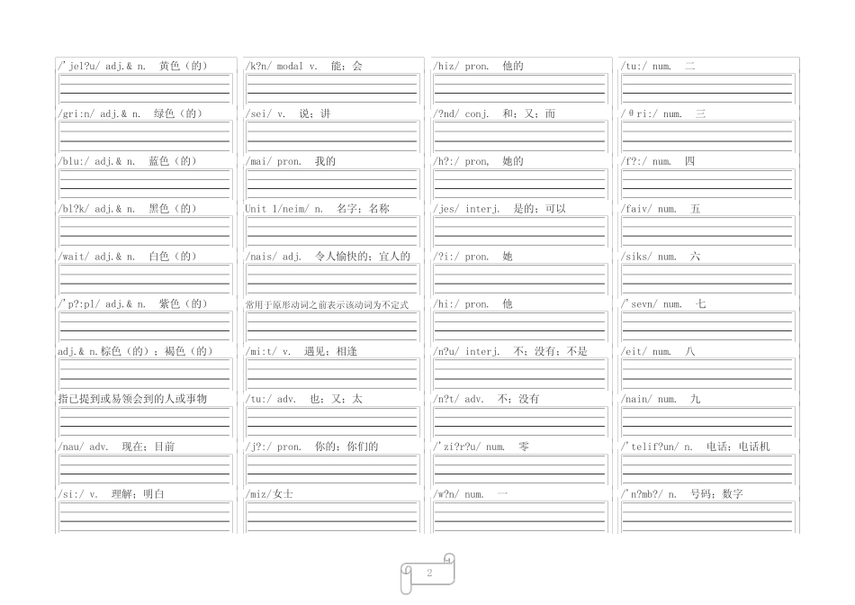 七年级英语(人教版)上单词默写版.doc _第2页