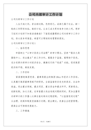 公司内部审计工作参考计划