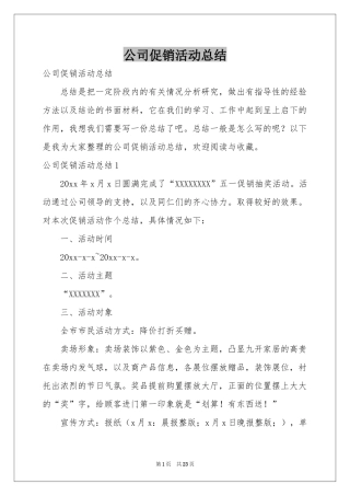 公司促销活动参考总结