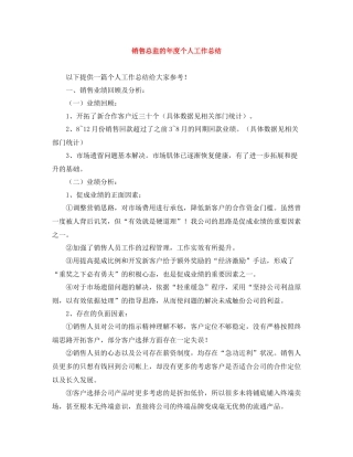 销售总监的年度个人工作总结