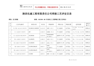 陕西化建工程有限责任公司焊接工艺评定目录