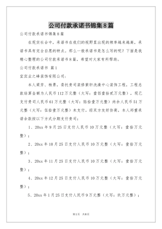公司付款承诺书锦集8篇