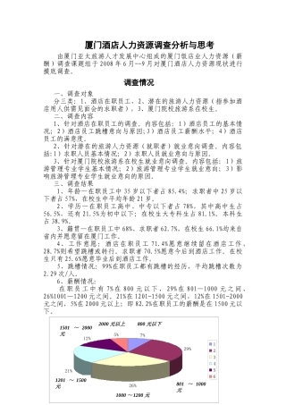 厦门酒店人力资源调查分析与思考