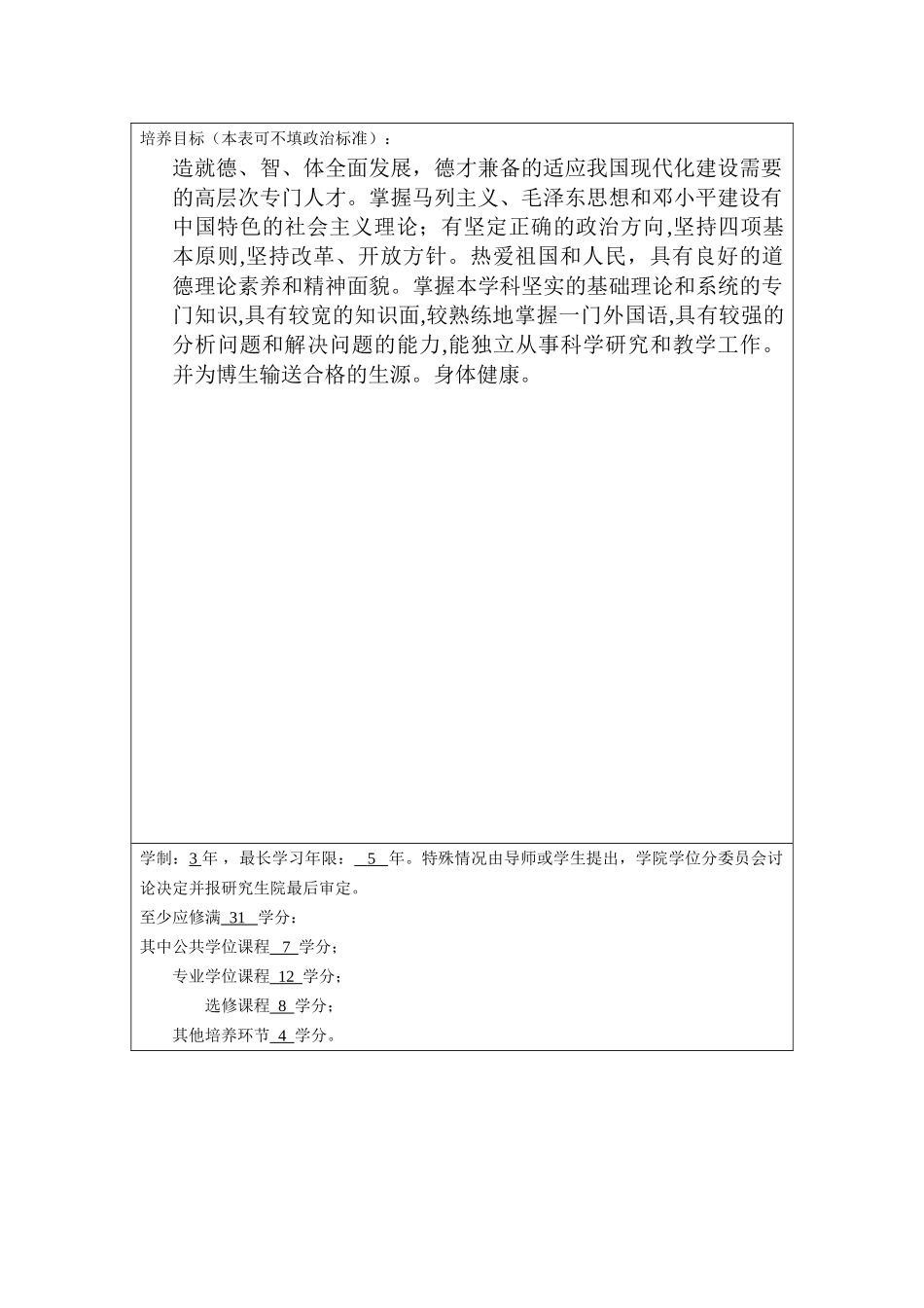 厦门大学细胞生物学硕士研究生培养方案2011.5(表格)_第3页