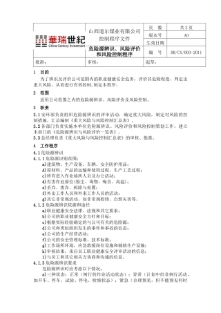 危险源辨识、风险评价与风险控制程序