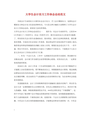 大学生会计实习工作体会总结范文