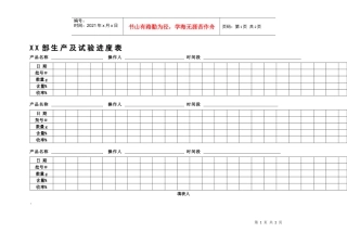 XX部生产及试验进度表