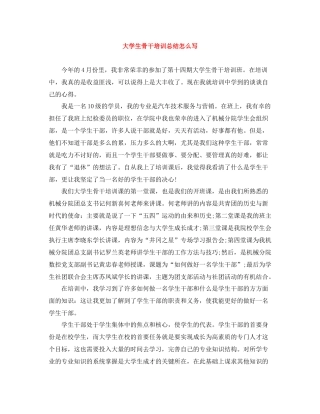 大学生骨干培训总结怎么写