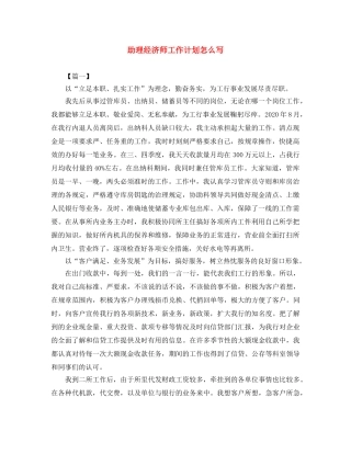 助理经济师工作计划怎么写 