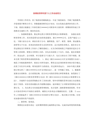 助理经济师年度个人工作总结范文 