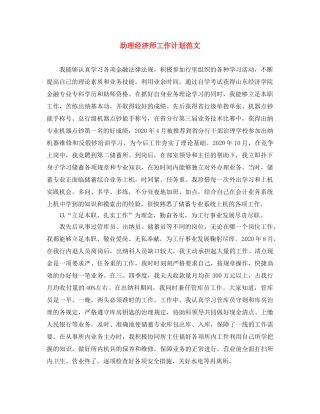 助理经济师工作计划范文 
