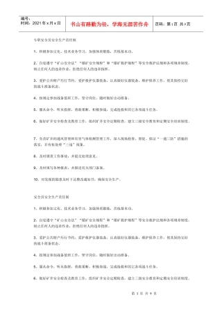 专职安全员安全生产责任制