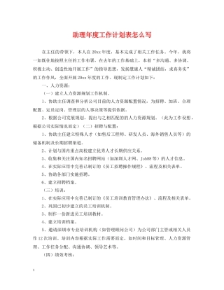 助理年度工作计划表怎么写 