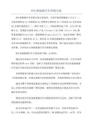 BYD新能源汽车营销方案
