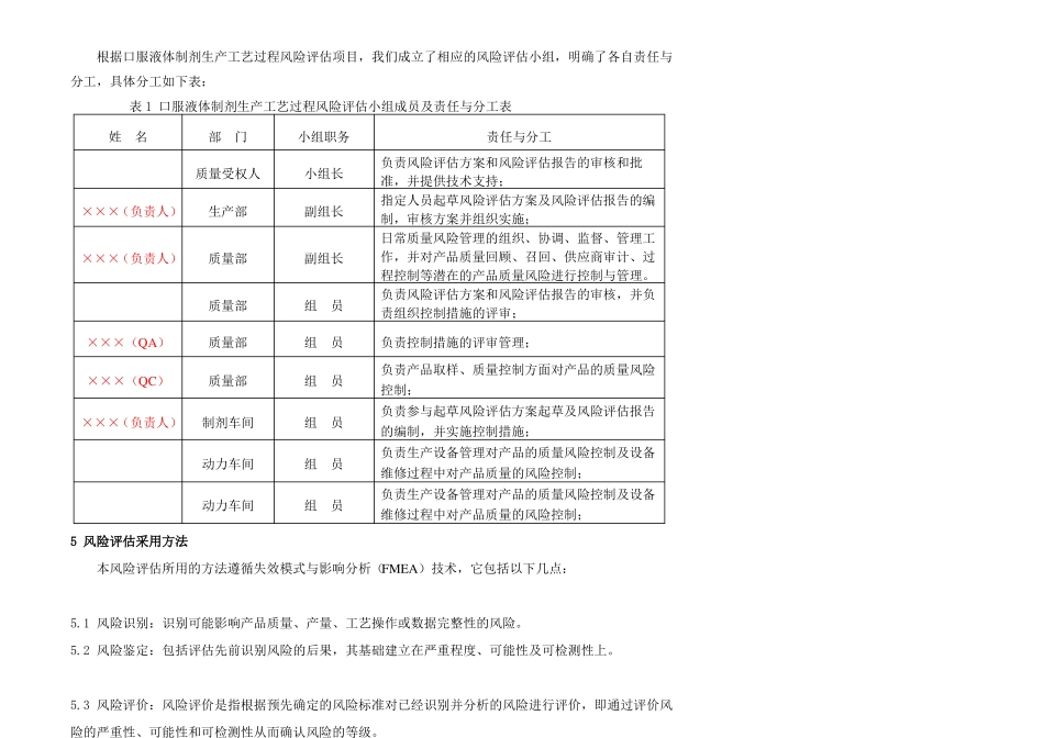 口服液体制剂工艺过程风险评价报告_第3页