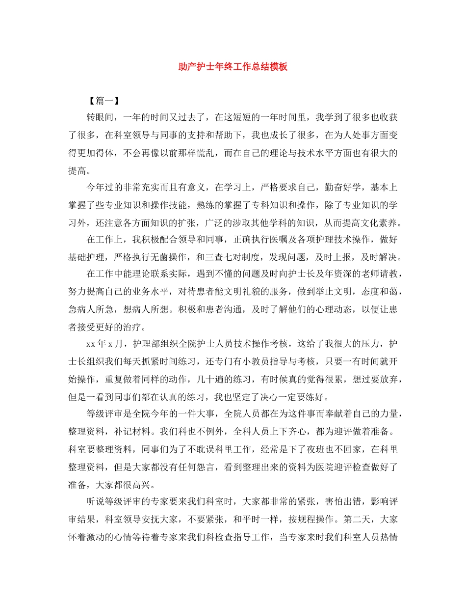 助产护士年终工作总结模板 _第1页