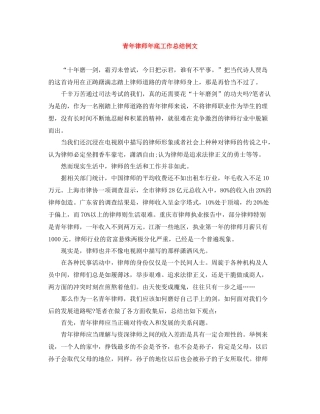 青年律师年底工作总结例文