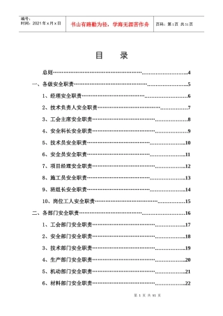 安全生产责任制(总则、各级、各部门)