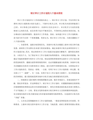 制订审计工作计划的八个基本原则 