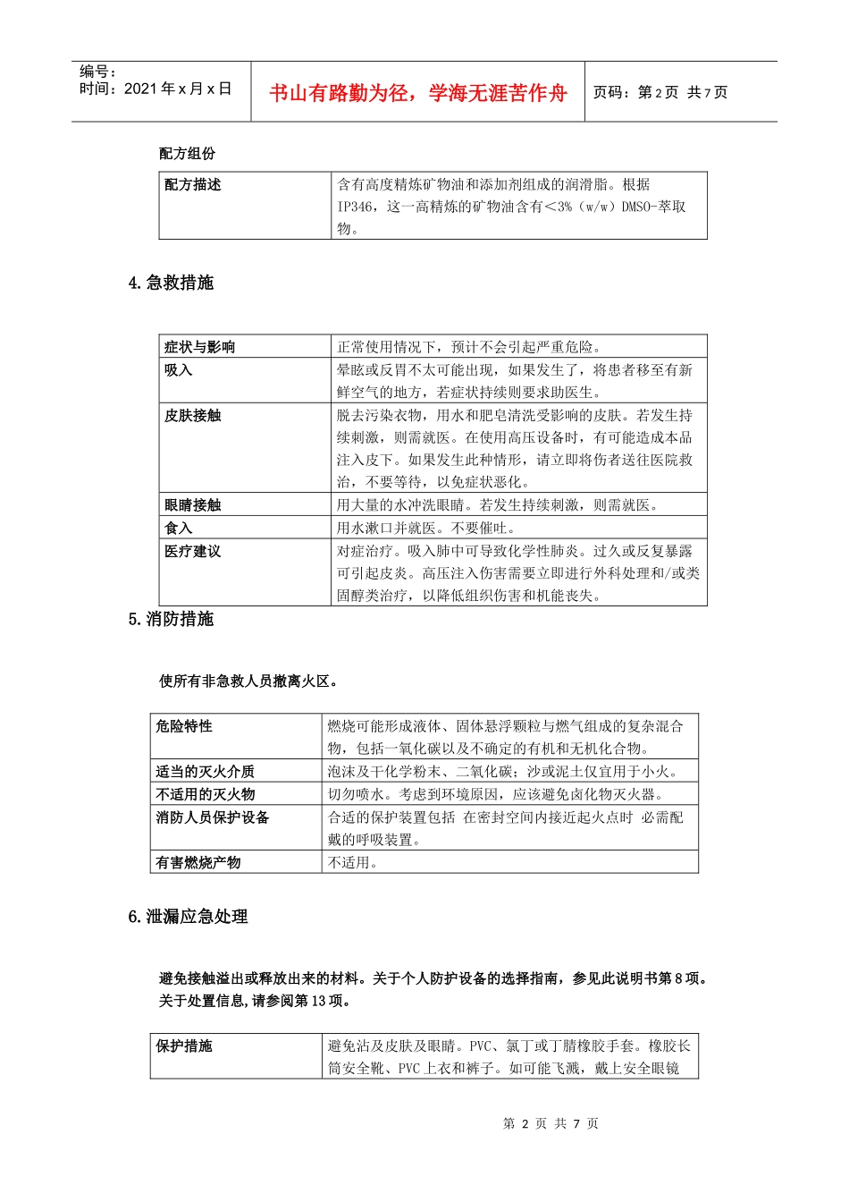 2#通用锂基润滑脂安全技术说明书_第2页