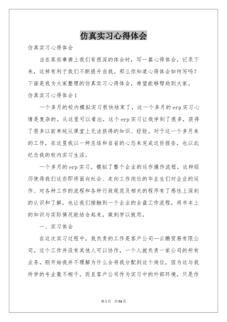 仿真实习体会心得