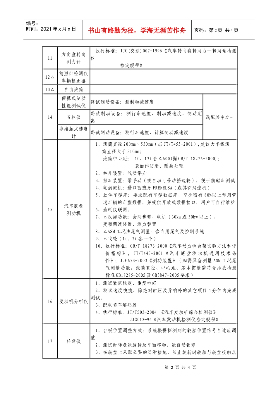 汽车综合性能检测线设备配置表_第2页