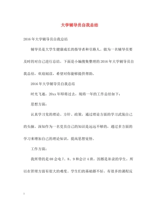 大学辅导员自我总结2