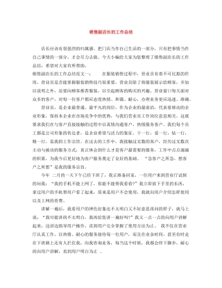 销售副店长的工作总结