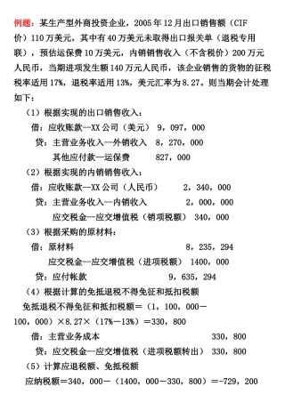 出口企业会计核算例题