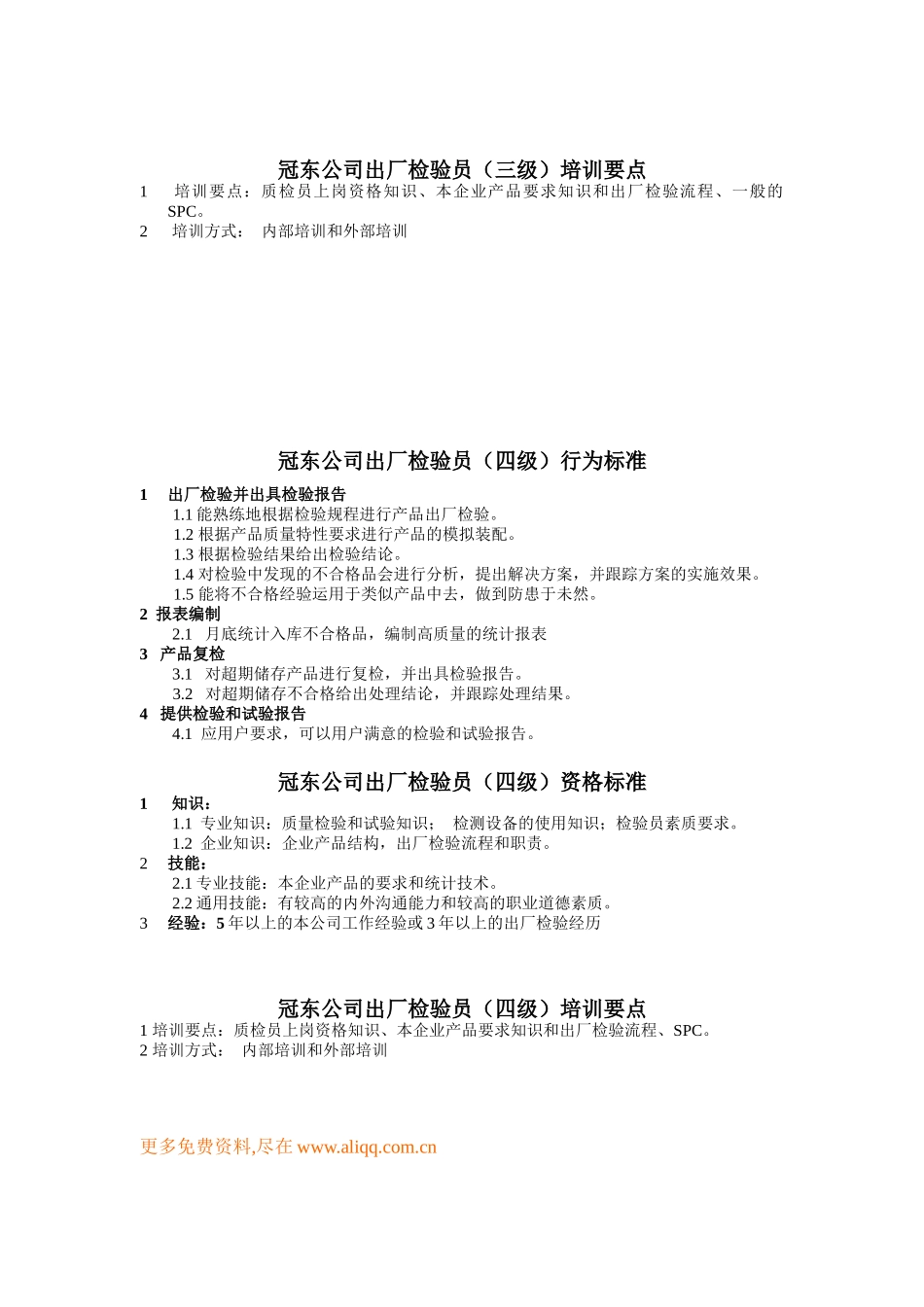 冠东公司出厂检验员(一级)行为标准_第3页