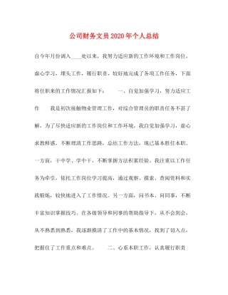 公司财务文员年个人总结