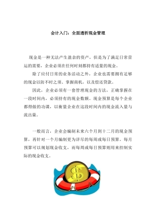 全面透析现金管理