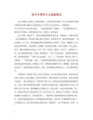 关于小学生个人总结范文