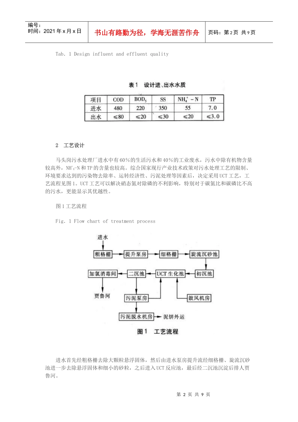 马头岗污水处理厂UCT工艺的设计与运行_第2页